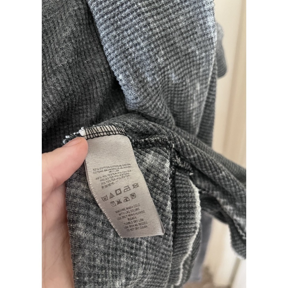 Free People Gray Burnout Waffle Knit Thermal Long Sleeve Top Women's Medium - Picture 7 of 7